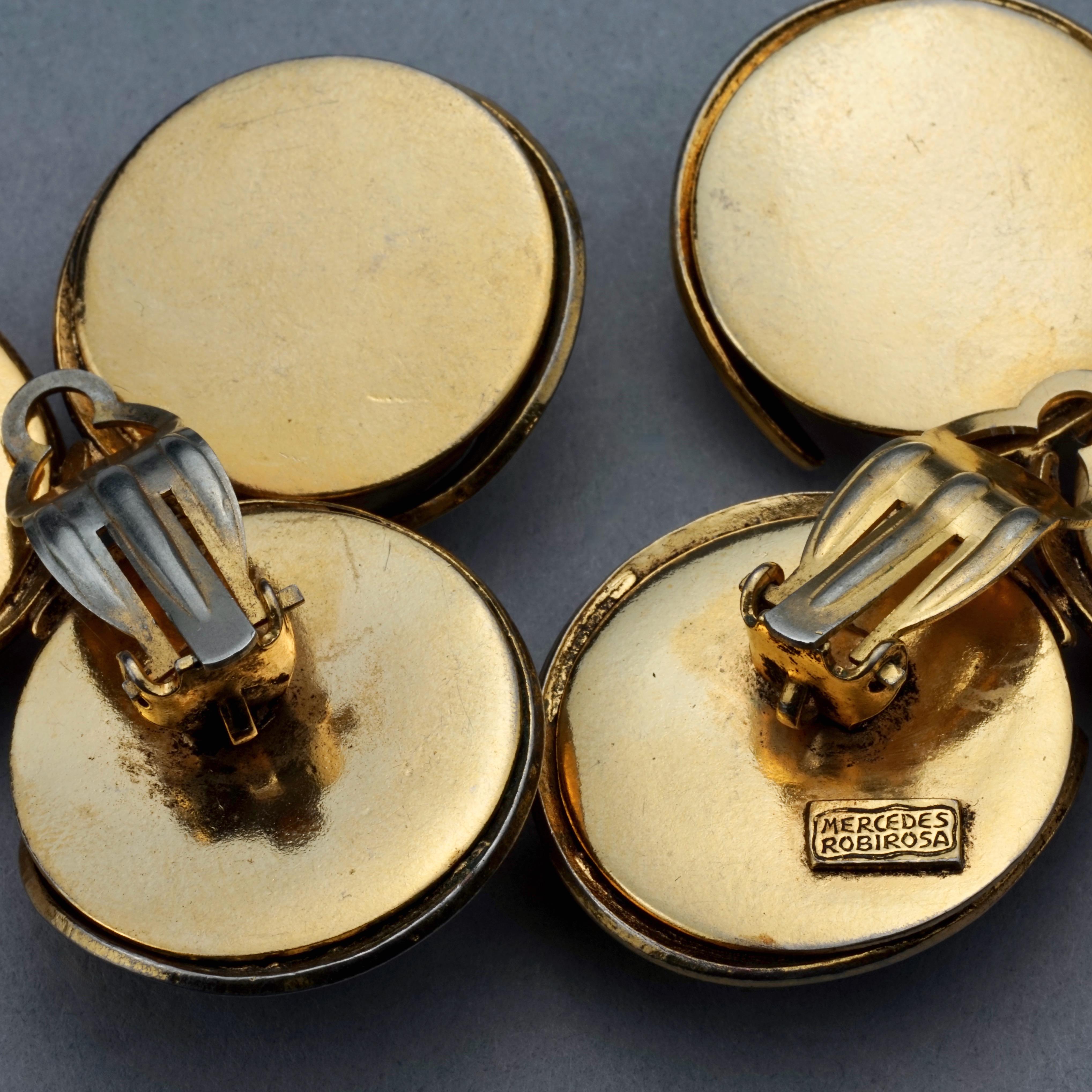 Vintage Massive MERCEDES ROBIROSA Triple Textured Pearls Disc Earrings 4