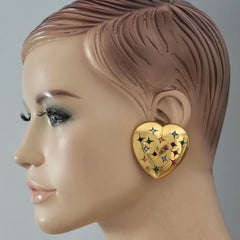 Vintage Massive MOSCHINO Jewelled Heart Earrings