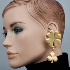 Orecchini pendenti MOSCHINO d'epoca con quadrifoglio e trifoglio fortunato