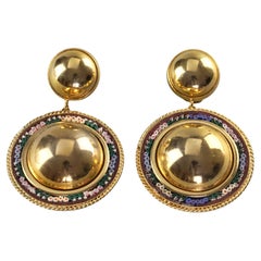Vintage Massive MOSCHINO Millefiore Disc Dangling Earrings