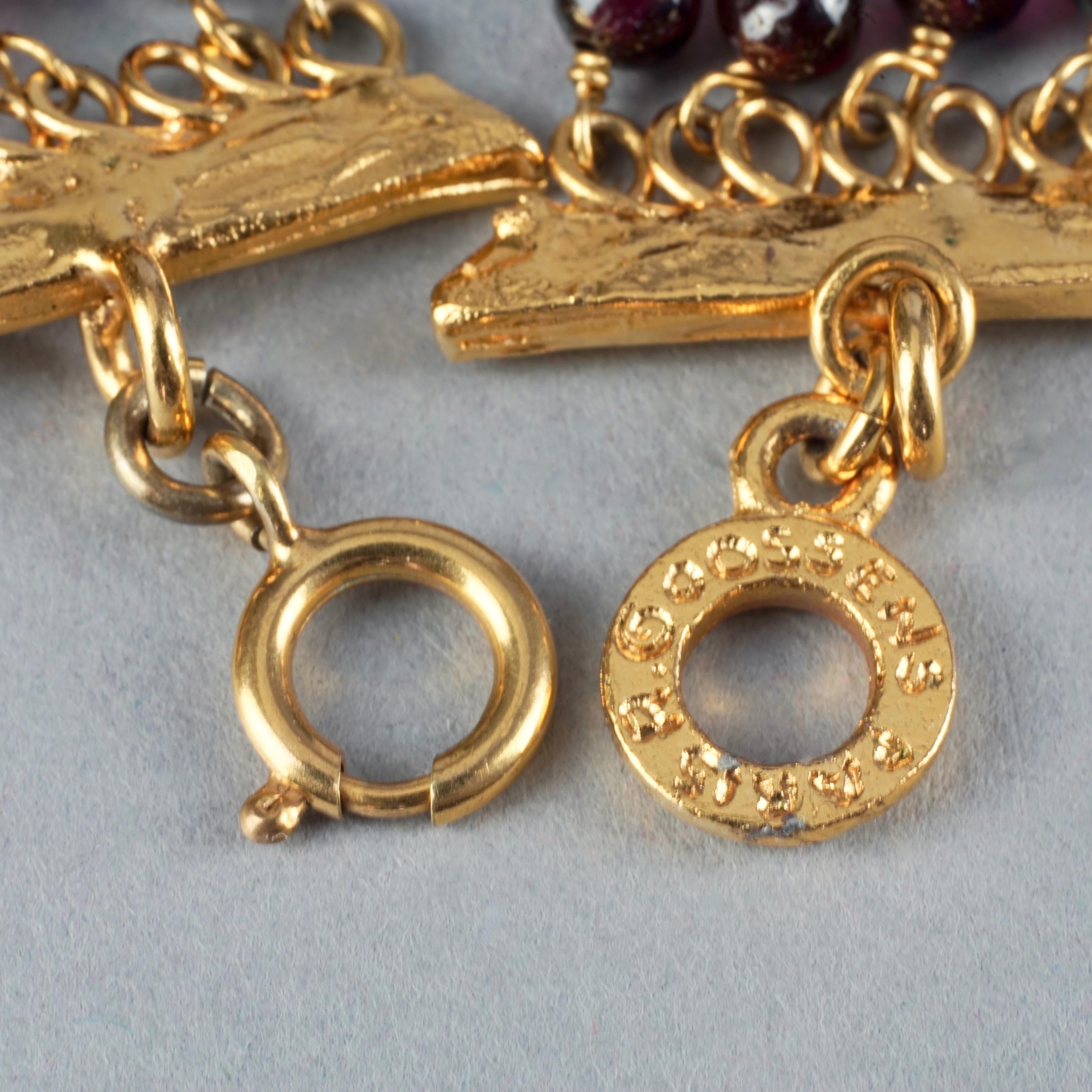 Vintage Massive ROBERT GOOSSENS PARIS Gilt Cross Multi Strand Beaded Necklace For Sale 4