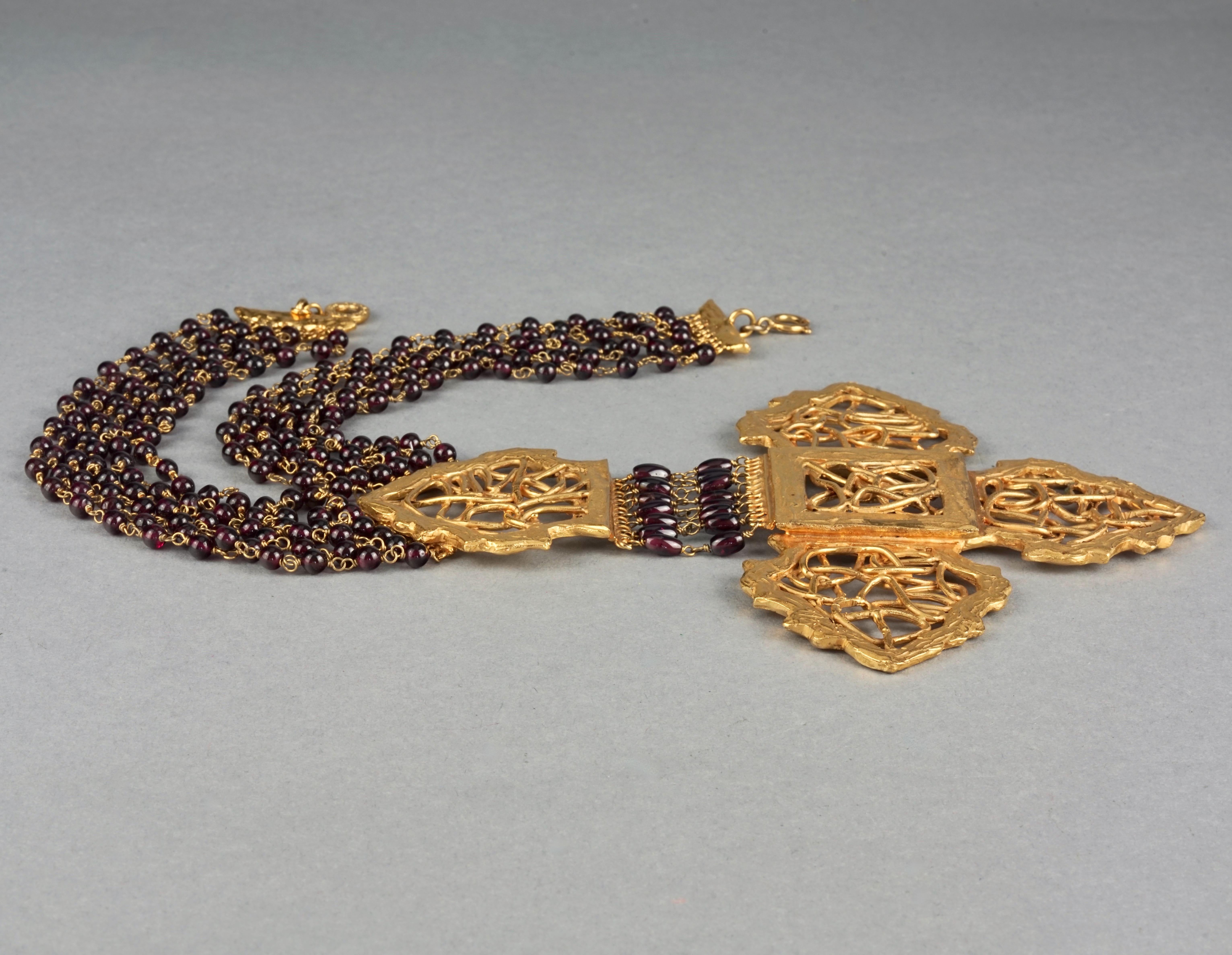 Women's Vintage Massive ROBERT GOOSSENS PARIS Gilt Cross Multi Strand Beaded Necklace For Sale