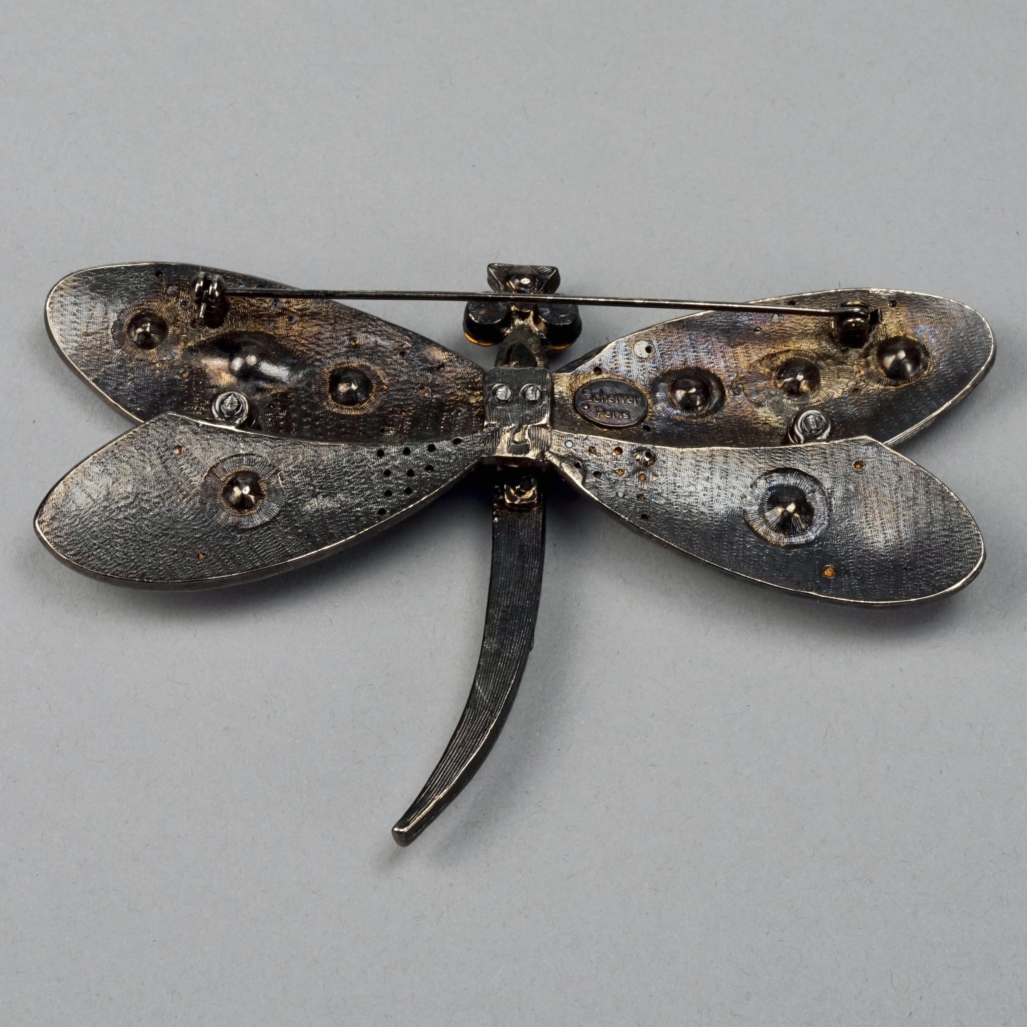 Vintage Massive SCHERRER PARIS Jewelled Dragonfly Brooch For Sale 3
