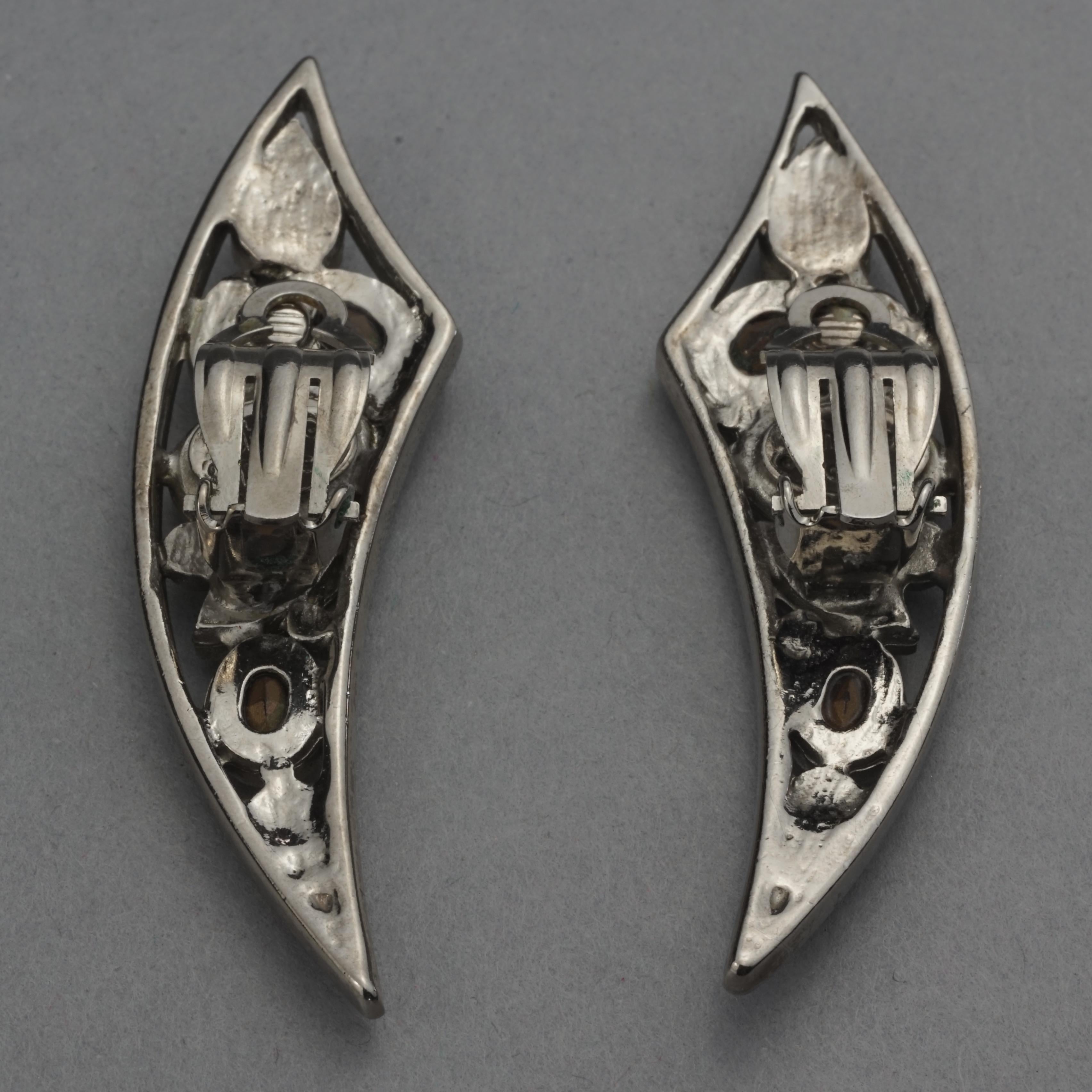 Vintage Massive SCHERRER PARIS Rhinestone Studded Pointed Earrings 6