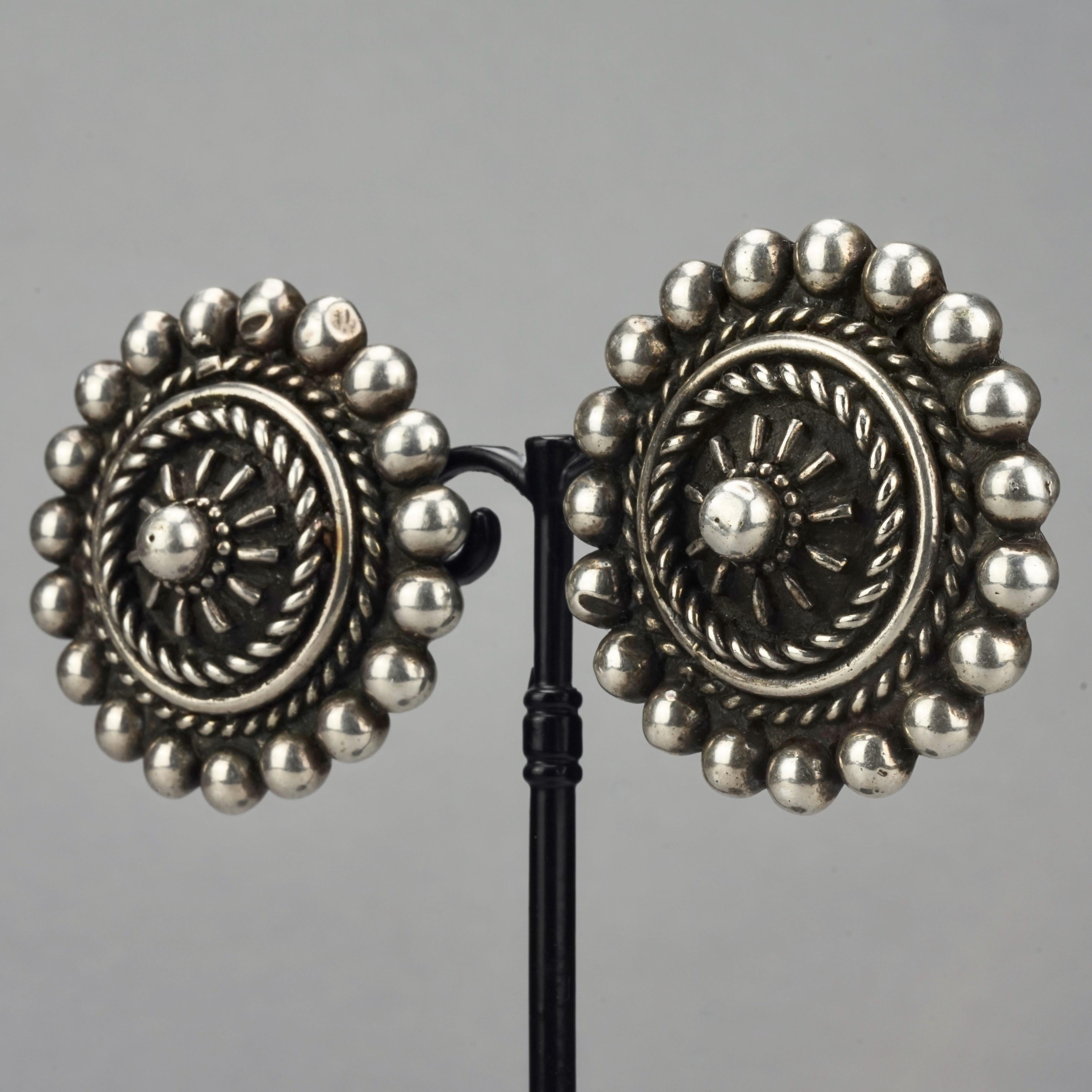 Vintage Massive SCOOTER PARIS Aztec Ethnic Disc Earrings 2