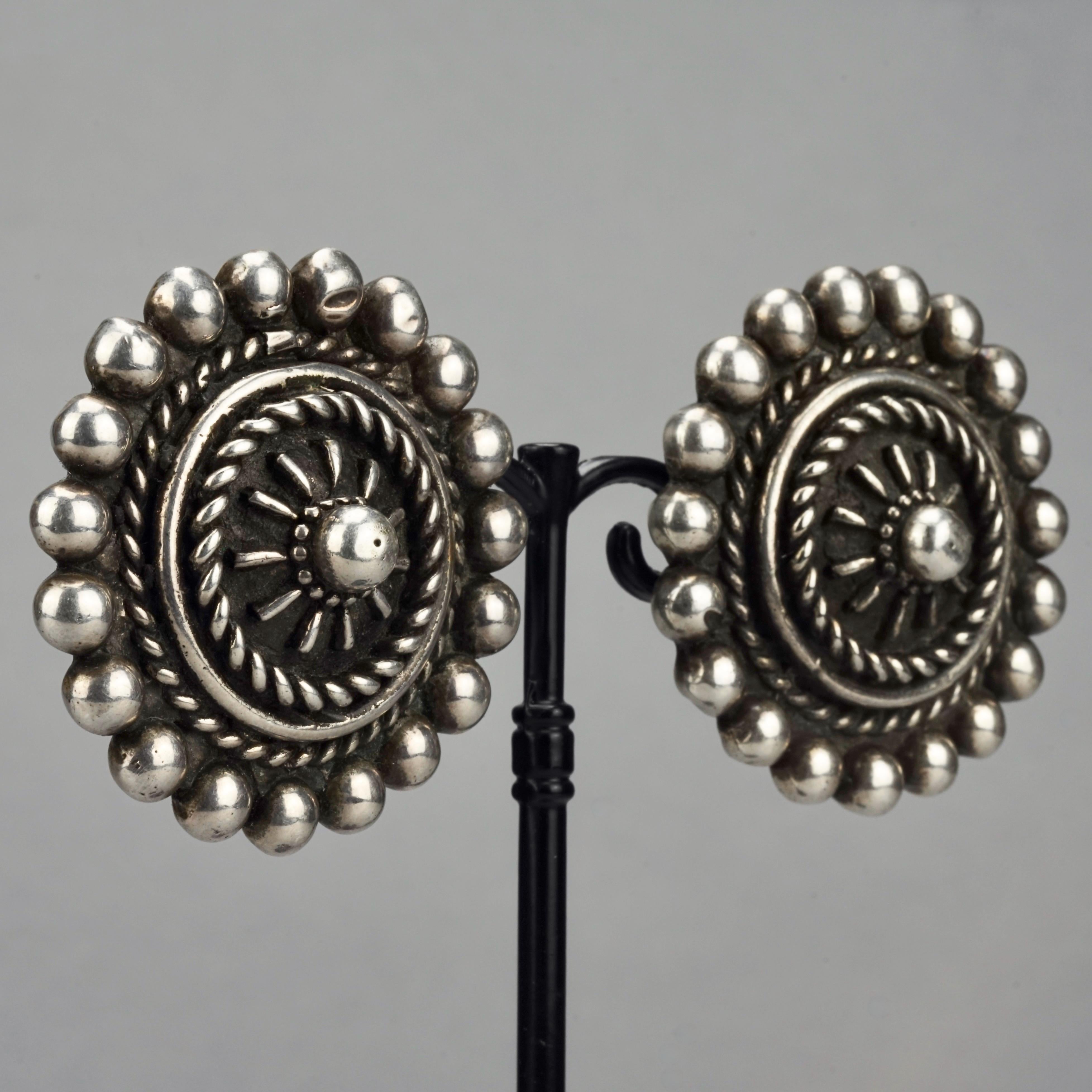 Vintage Massive SCOOTER PARIS Aztec Ethnic Disc Earrings 3