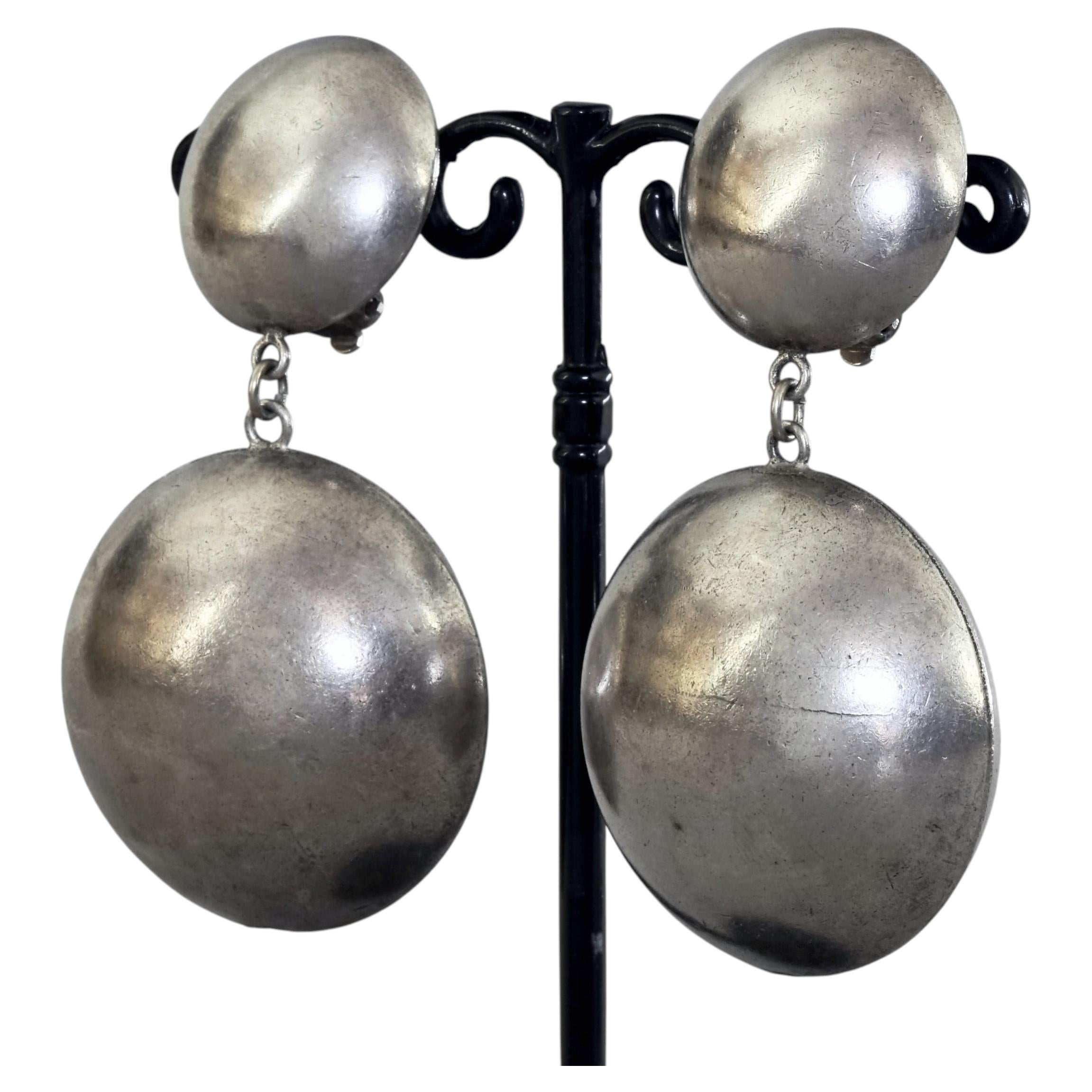 Pendientes Colgantes Vintage Esfera SCOOTER PARIS Plata Rústica en venta