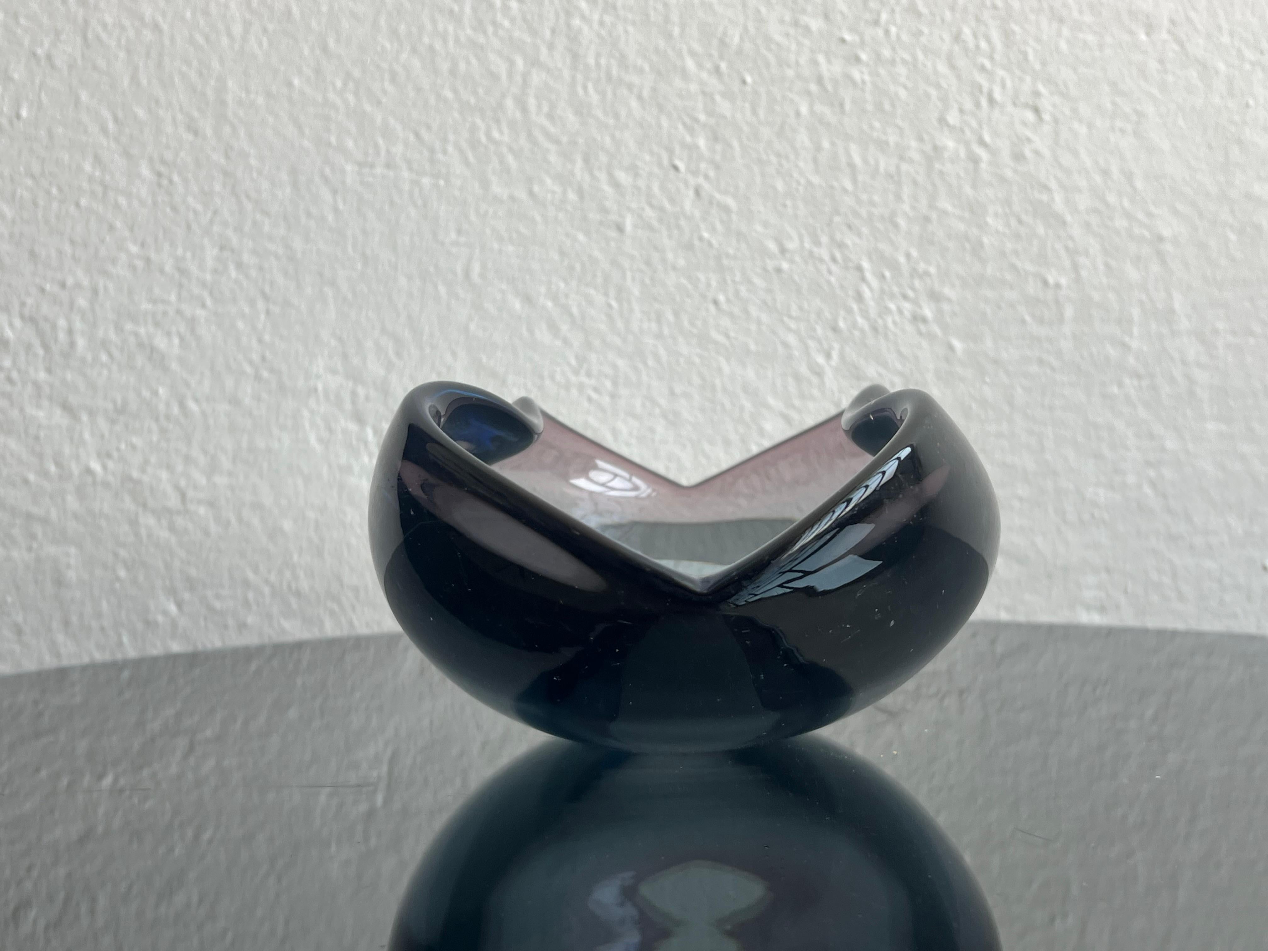 Vintage Massive Murano Glass Sommerso Schale, Blau, klares und violettes flüssiges Glas im Angebot 2