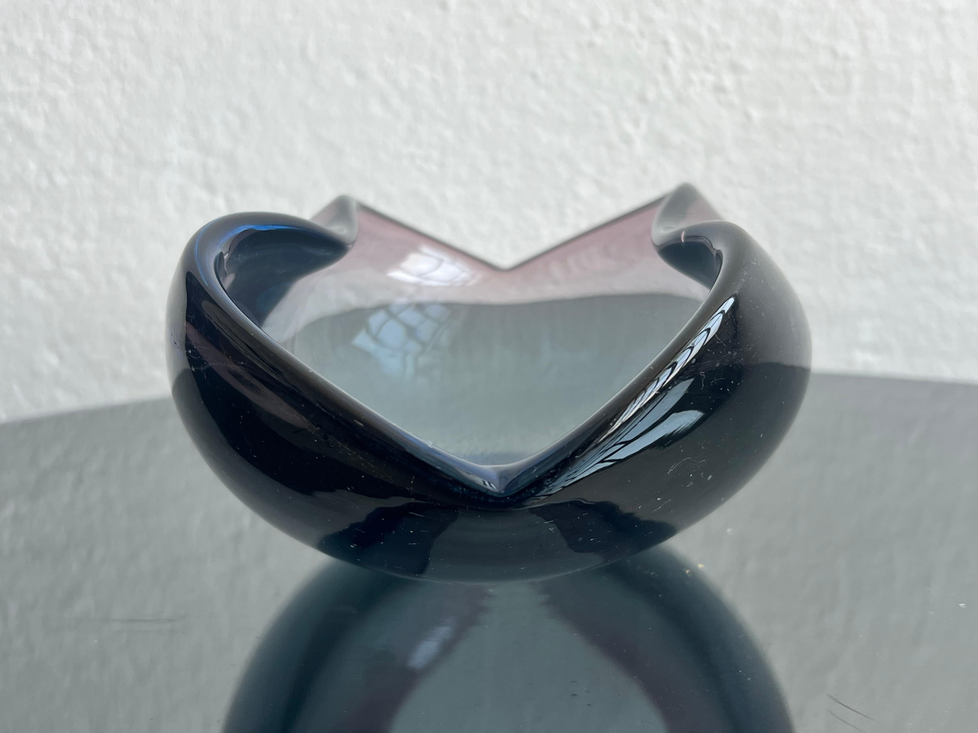 Vintage Massive Murano Glass Sommerso Schale, Blau, klares und violettes flüssiges Glas im Angebot 3