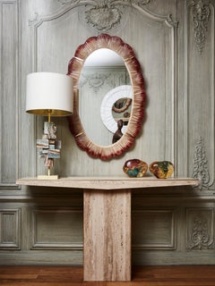 Vintage Massive Travertine Stone Consoles, 1980s