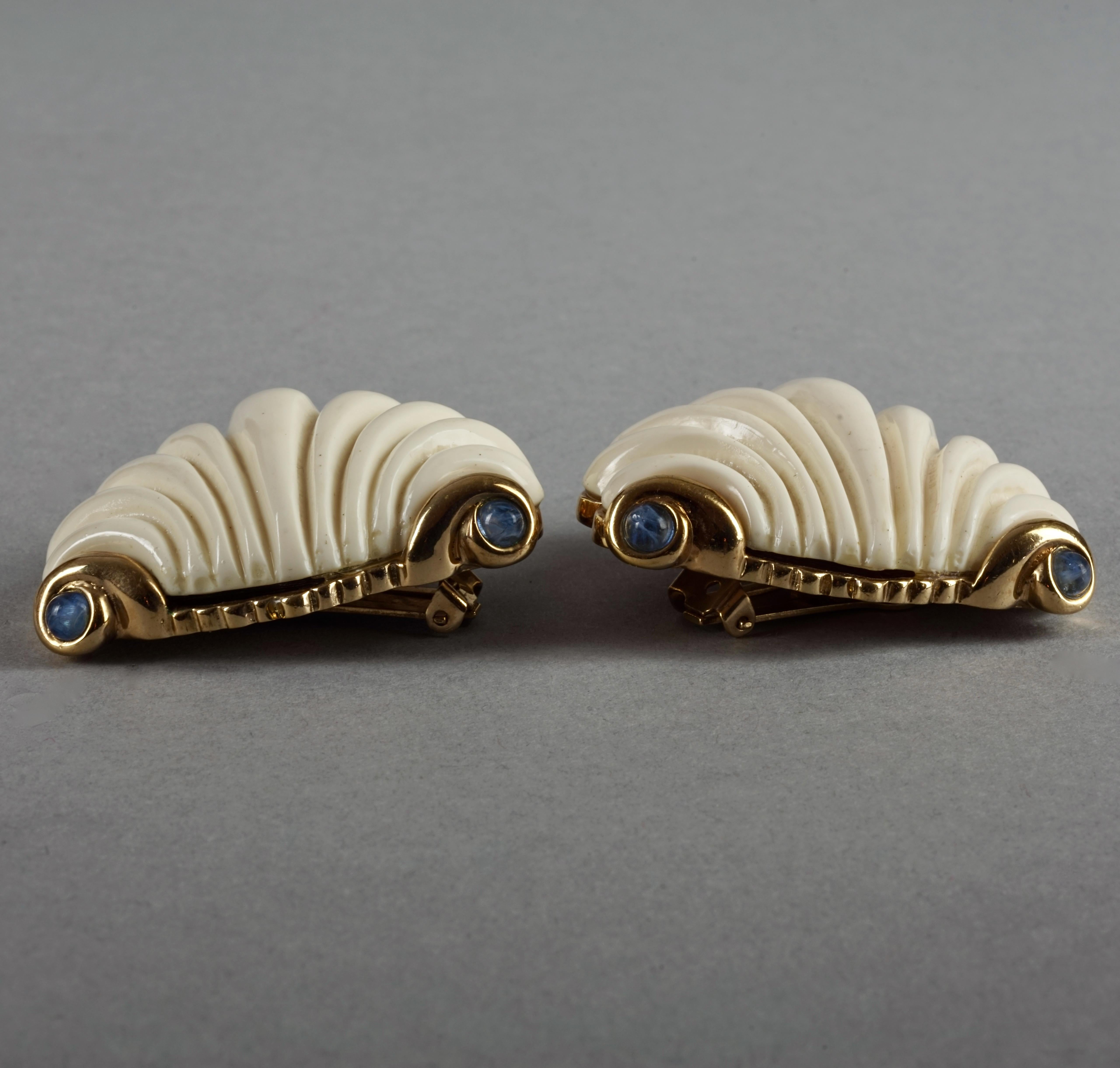 Women's Vintage Massive VALENTINO Lapis Lazuli Shell Earrings