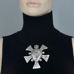 Vintage Massive XAVIER LOUBENS Ethnic Face Silver Brooch