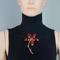 Vintage Massive XAVIER LOUBENS Flower Rhinestone Brooch