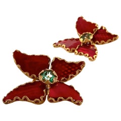 Vintage Massive YSL Yves Saint Laurent by Robert Goossens Butterfly Earrings