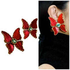Vintage Massive YSL Yves Saint Laurent by Robert Goossens Butterfly Earrings