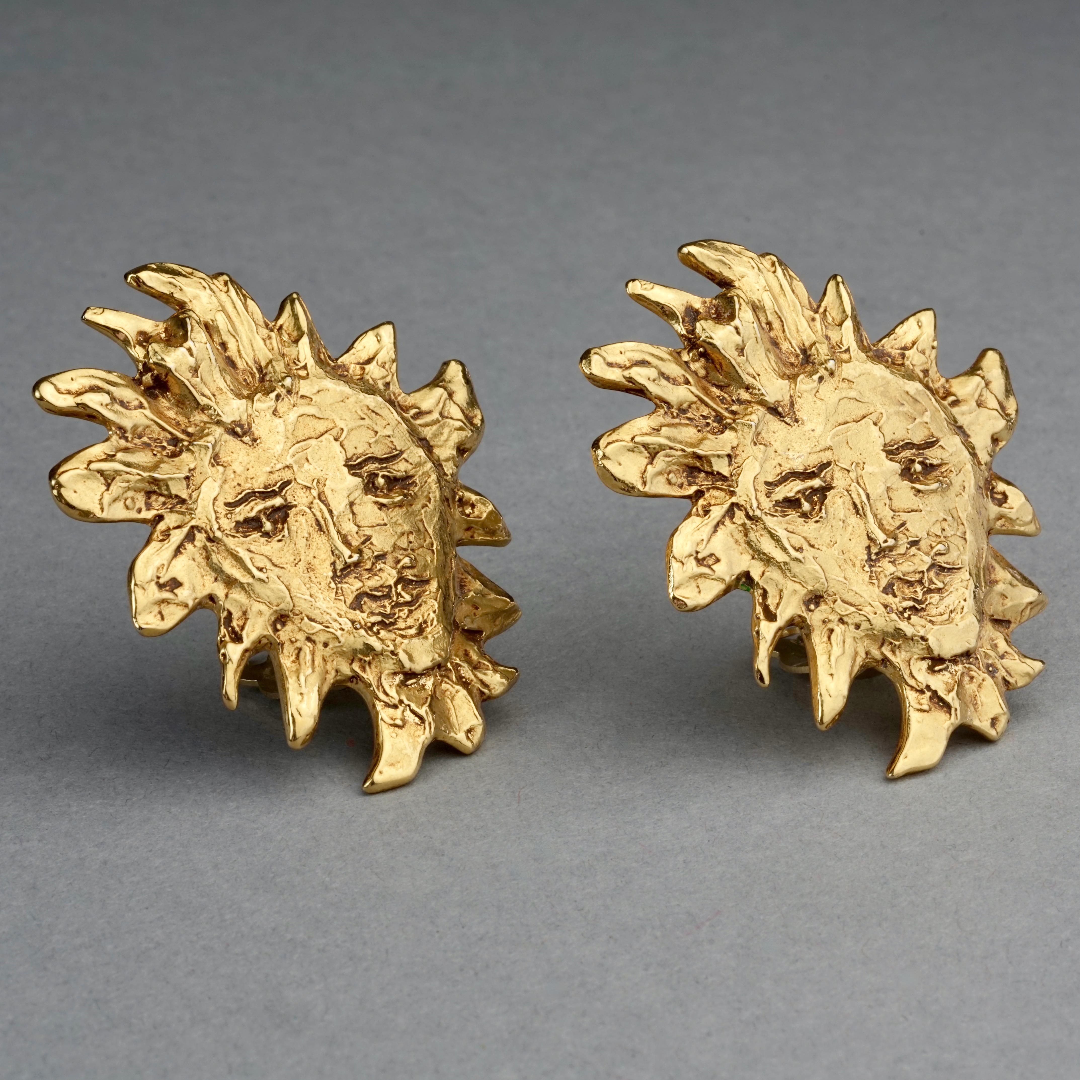 Women's Vintage Massive YVES SAINT LAURENT Goossens Ysl Sun Face Earrings For Sale