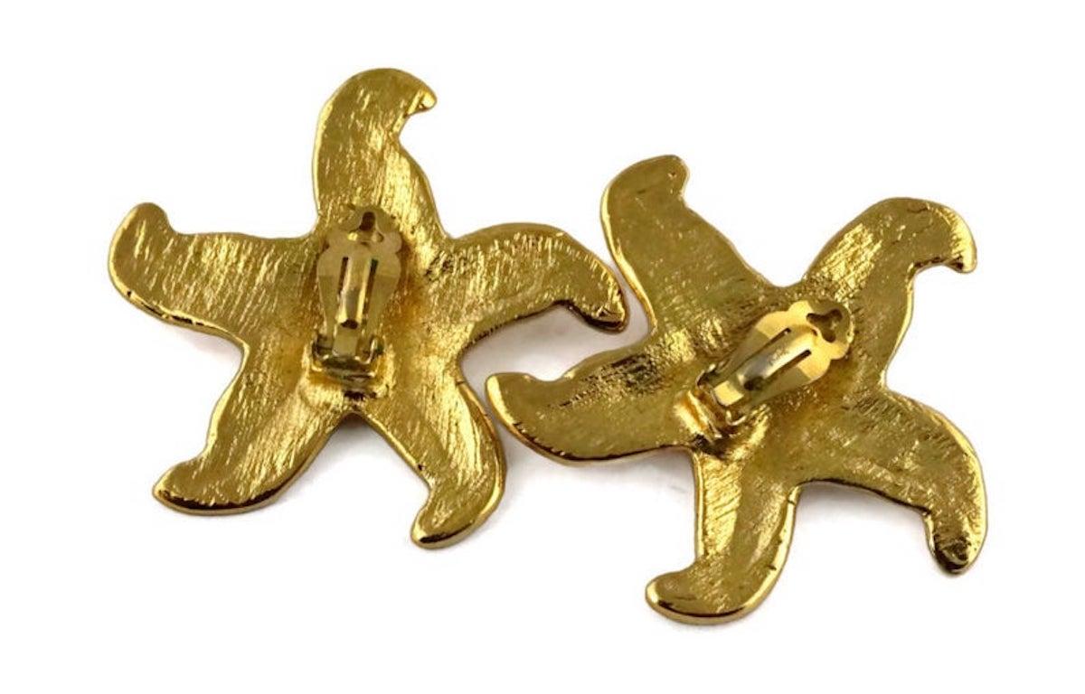Vintage Massive YVES SAINT LAURENT Starfish Earrings In Excellent Condition For Sale In Kingersheim, Alsace