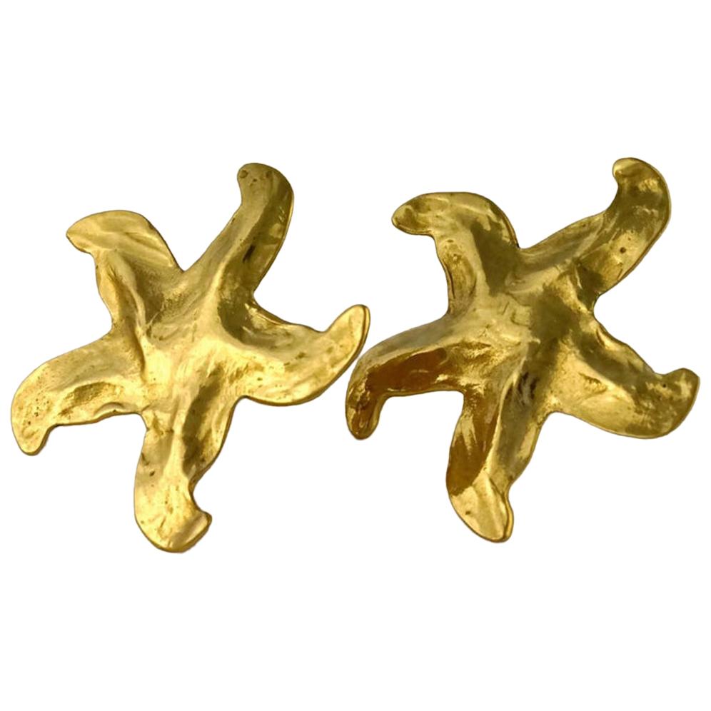 Vintage Massive YVES SAINT LAURENT Starfish Earrings For Sale