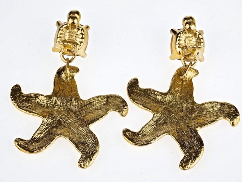Vintage Massive YVES SAINT LAURENT Starfish Rhinestone Earrings For Sale 2