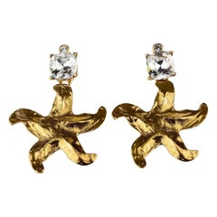 Vintage Massive YVES SAINT LAURENT Starfish Rhinestone Earrings