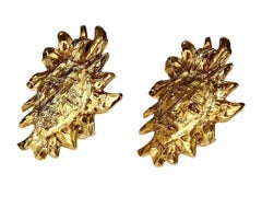 Vintage Massive YVES SAINT LAURENT Ysl by Robert Goossens Sun Face Earrings
