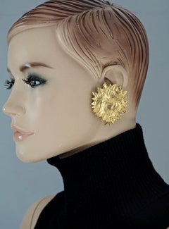 Vintage Massive YVES SAINT LAURENT Ysl by Robert Goossens Textured Sun Earrings