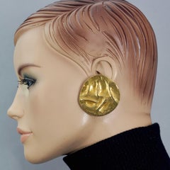 Vintage Massive YVES SAINT LAURENT Ysl by Robert Goossens Wrinkled Disc Earrings