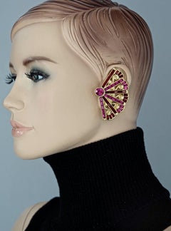 Vintage Massive YVES SAINT LAURENT Ysl Fan Strass Ohrringe