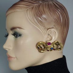 Vintage Massive YVES SAINT LAURENT Ysl Jeweled Bow Earrings