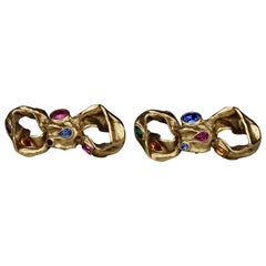 Vintage Massive YVES SAINT LAURENT Ysl Jeweled Bow Earrings