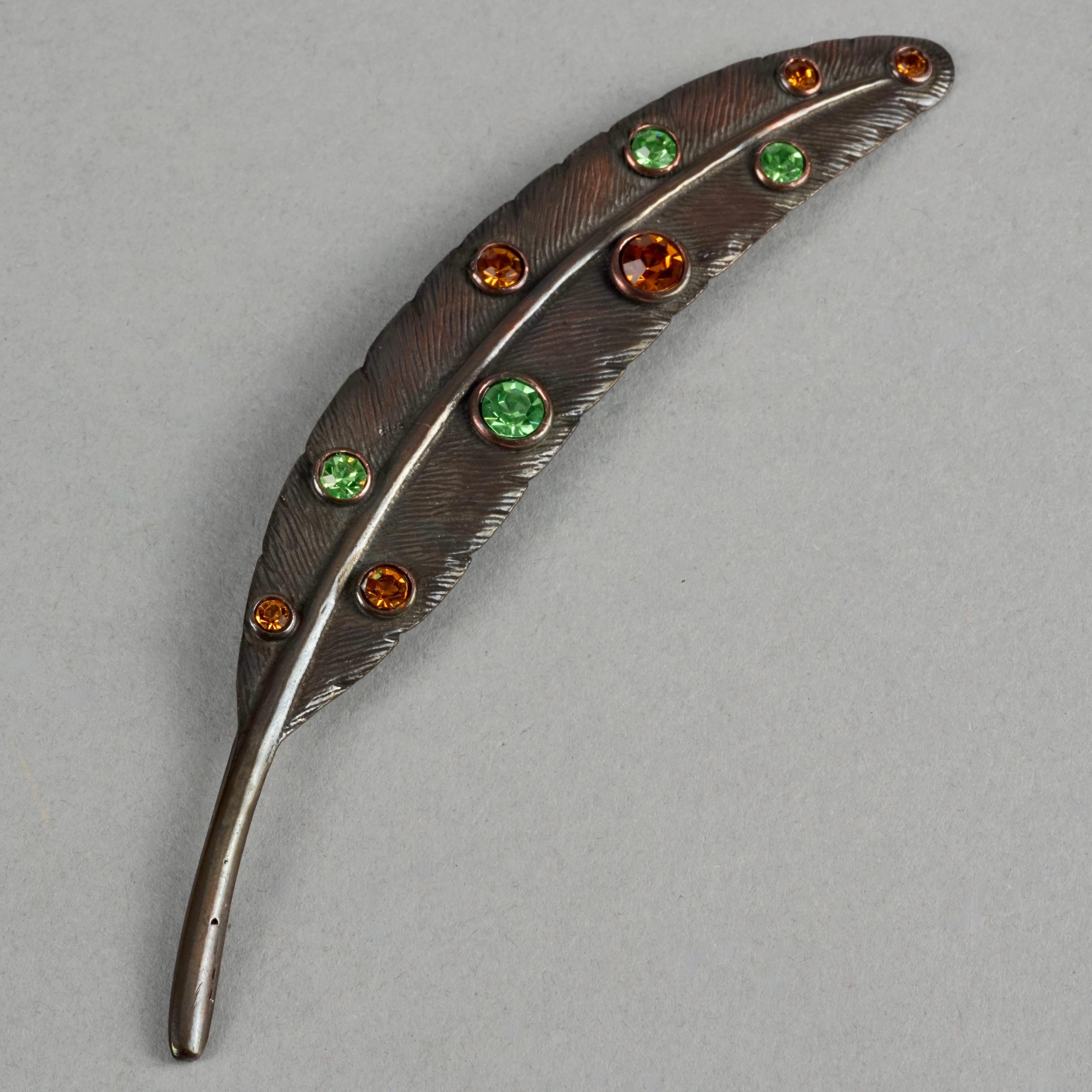 Women's Vintage Massive YVES SAINT LAURENT Ysl Jewelled Leaf Brooch For Sale