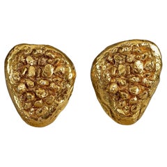 Vintage Massive YVES SAINT LAURENT Ysl Pebbled Earrings