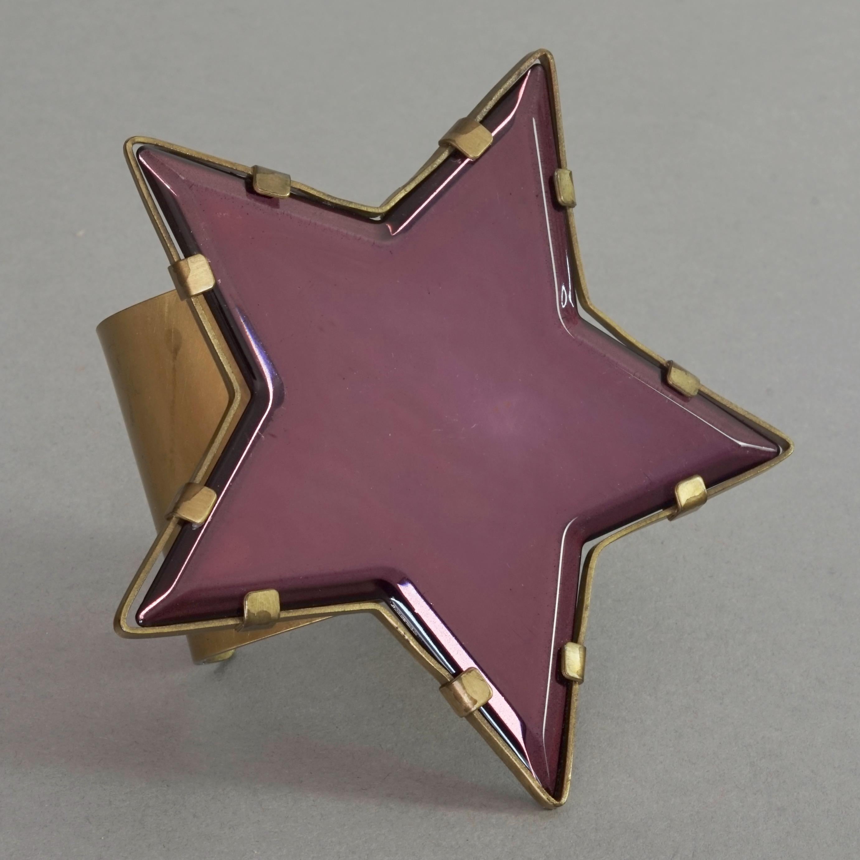 Vintage Massive YVES SAINT LAURENT Ysl Purple Star Plexiglas Cuff Bracelet For Sale 1