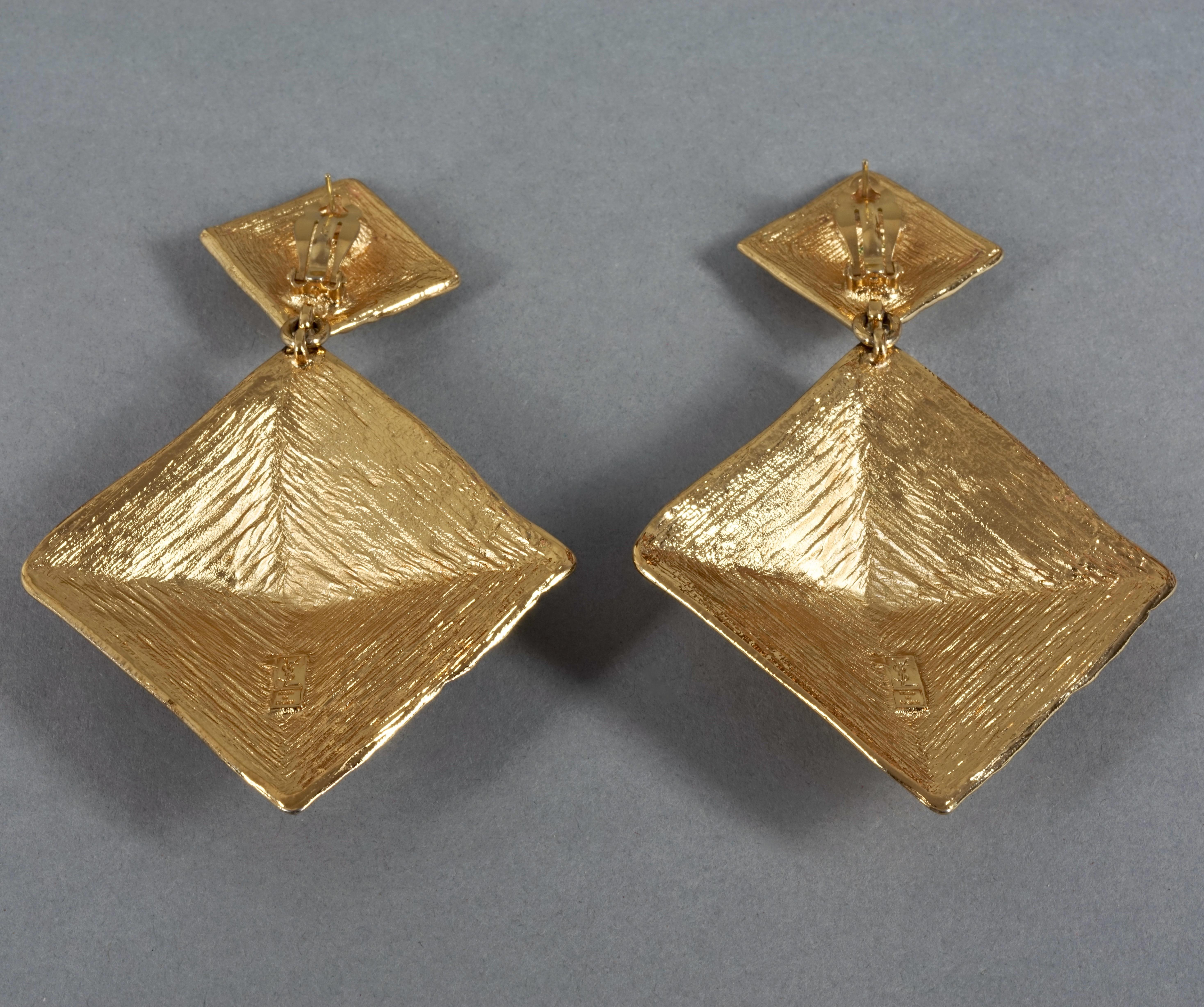 Vintage Massive YVES SAINT LAURENT Ysl Pyramid Dangling Earrings 6