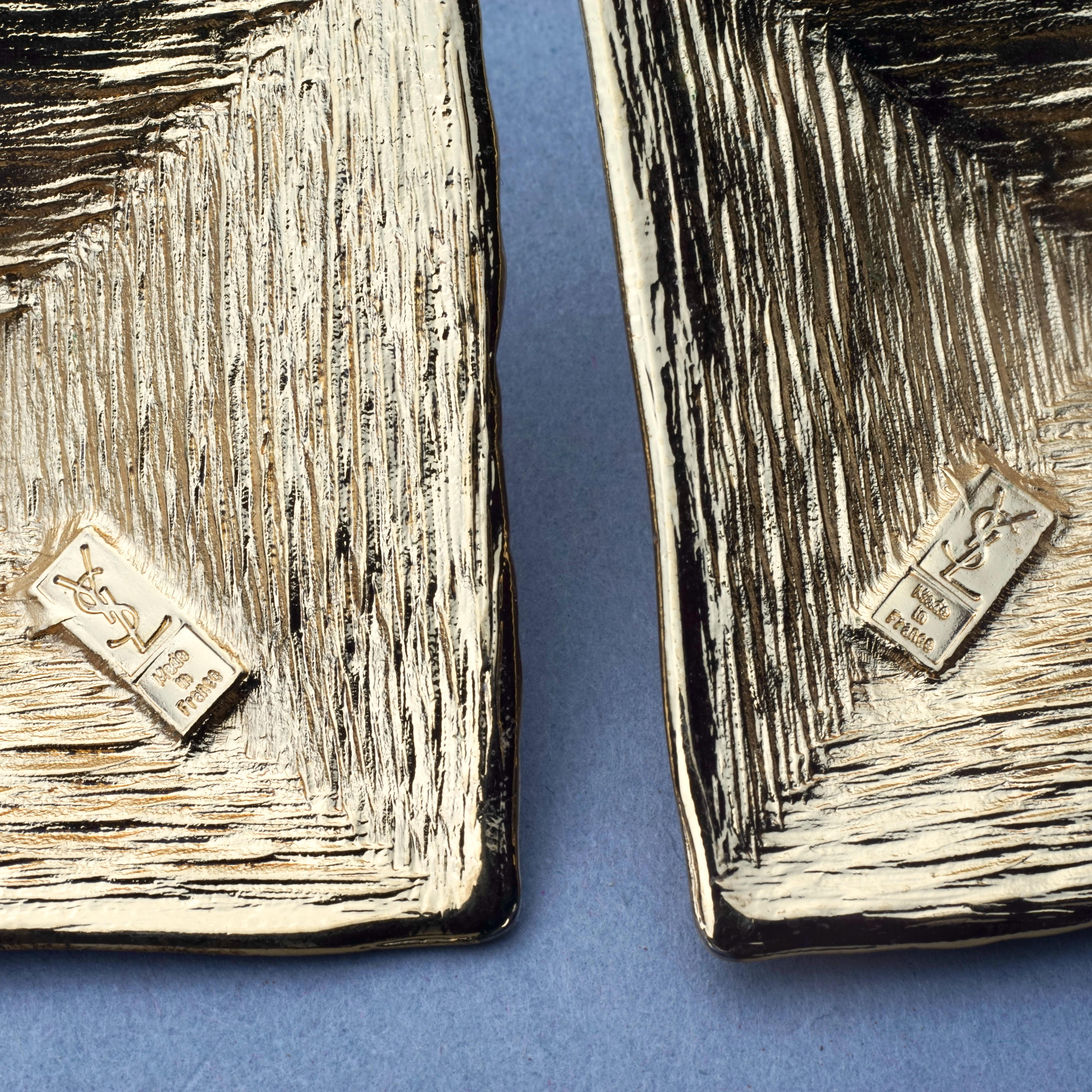 Vintage Massive YVES SAINT LAURENT Ysl Pyramid Dangling Earrings 7