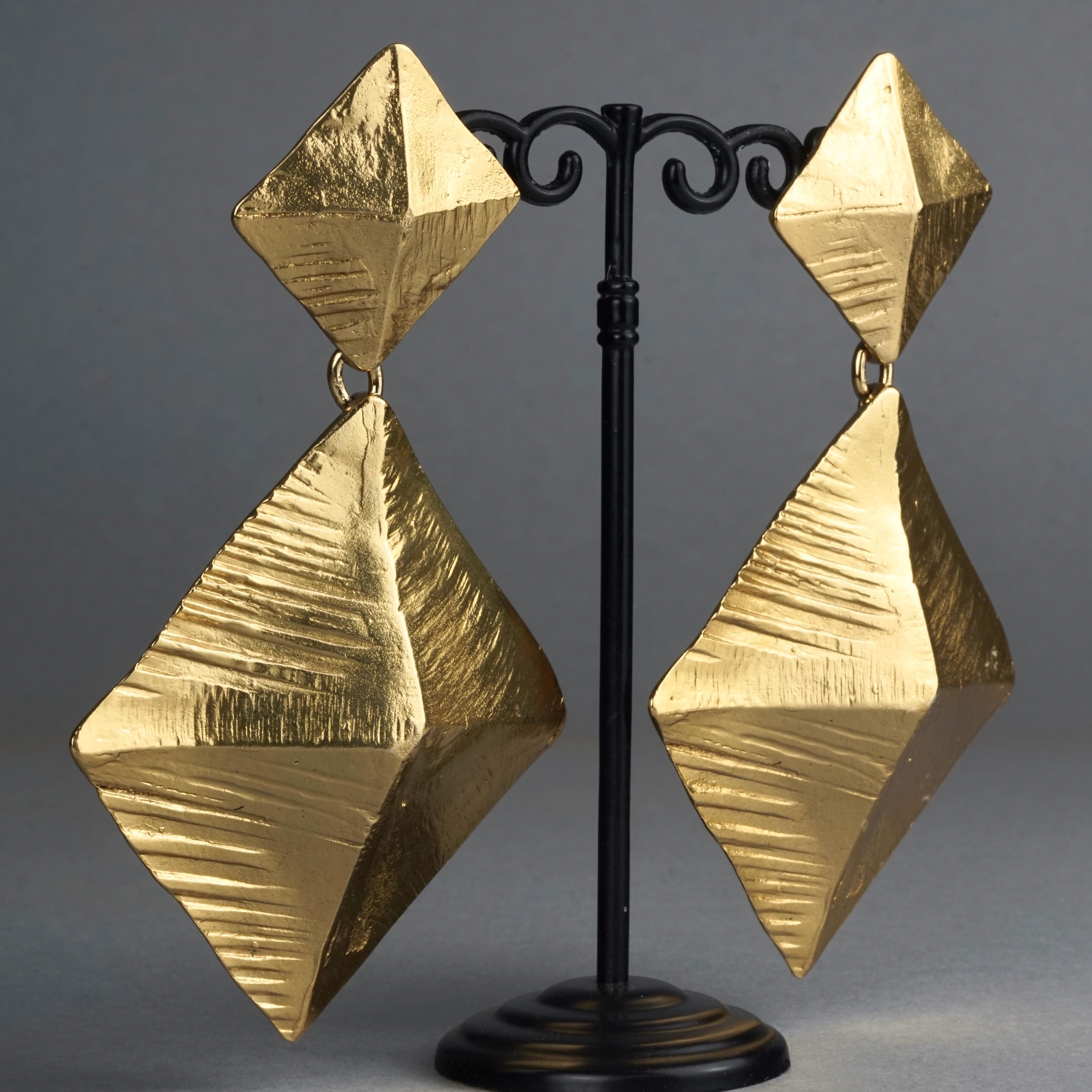 Vintage Massive YVES SAINT LAURENT Ysl Pyramid Dangling Earrings 4