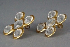Vintage Massive YVES SAINT LAURENT Ysl Robert Goossens Jeweled Cross Earrings