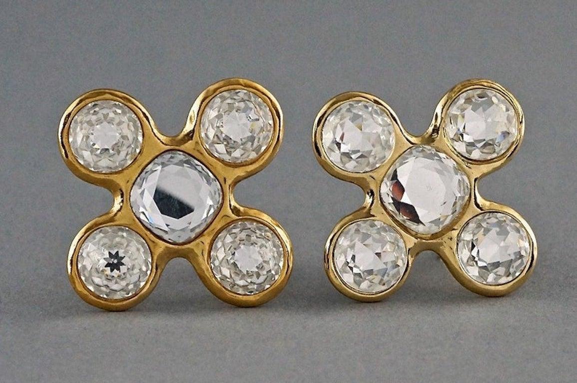 Women's Vintage Massive YVES SAINT LAURENT Ysl Robert Goossens Jeweled Cross Earrings