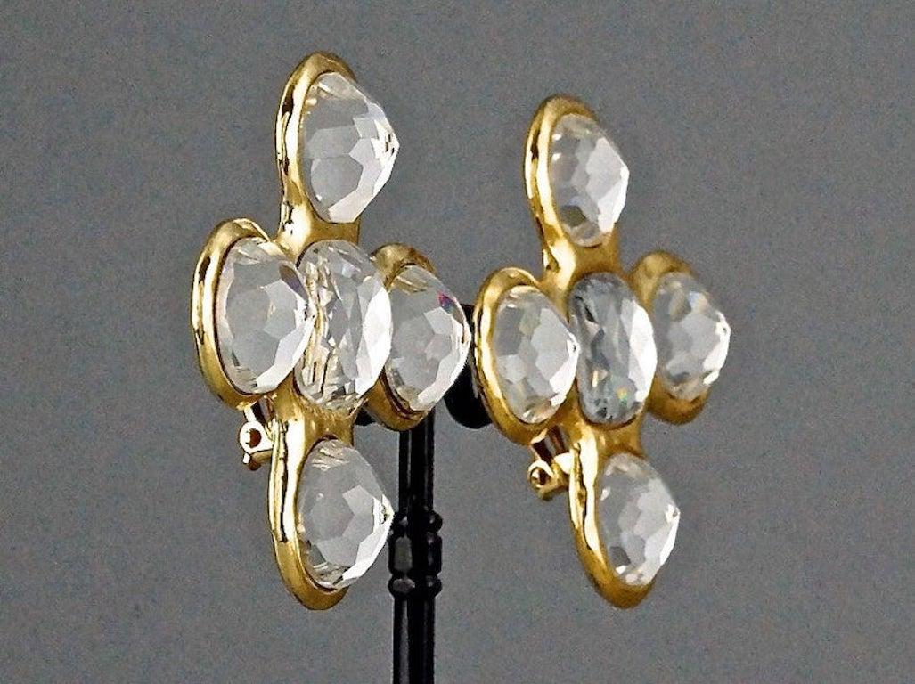 Vintage Massive YVES SAINT LAURENT Ysl Robert Goossens Jeweled Cross Earrings 2
