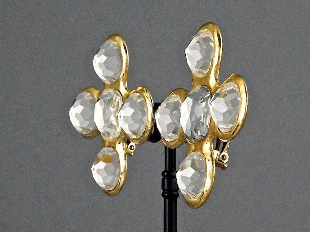 Vintage Massive YVES SAINT LAURENT Ysl Robert Goossens Jeweled Cross Earrings 3