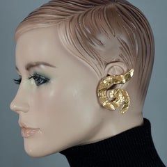 Vintage Massive YVES SAINT LAURENT Ysl Spiral Wrinkled Earrings