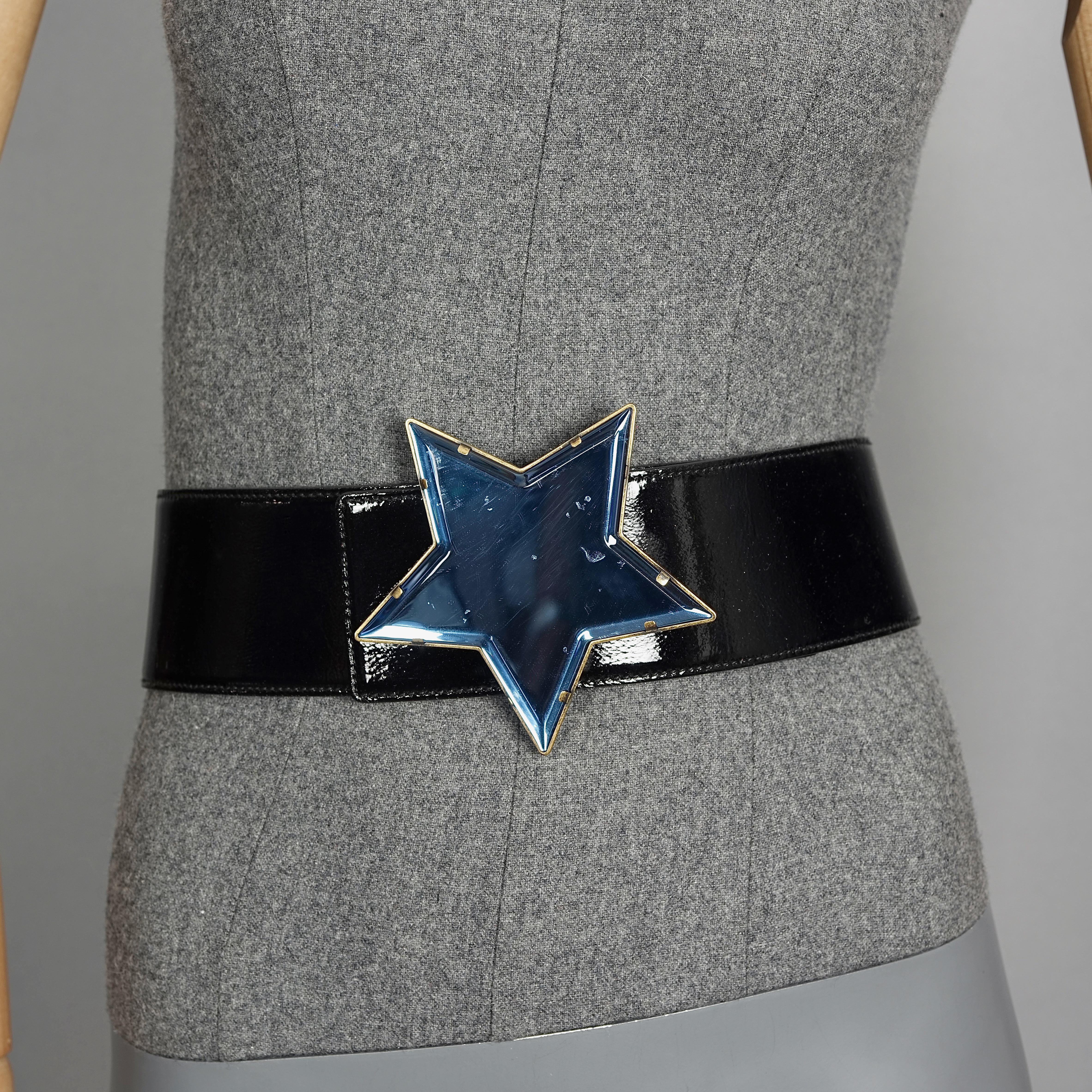 Vintage Massive YVES SAINT LAURENT Ysl Star Mirror Plexiglass Buckle Belt

Measurements:
Height: 4.13 inches (10.5 cm)
Width: 4.13 inches (10.5 cm)
Wearable Length: 28.54 inches (72.5 cm), 29.52 inches (75 cm) and 30.51 inches (77.5 cm)

Features:
-