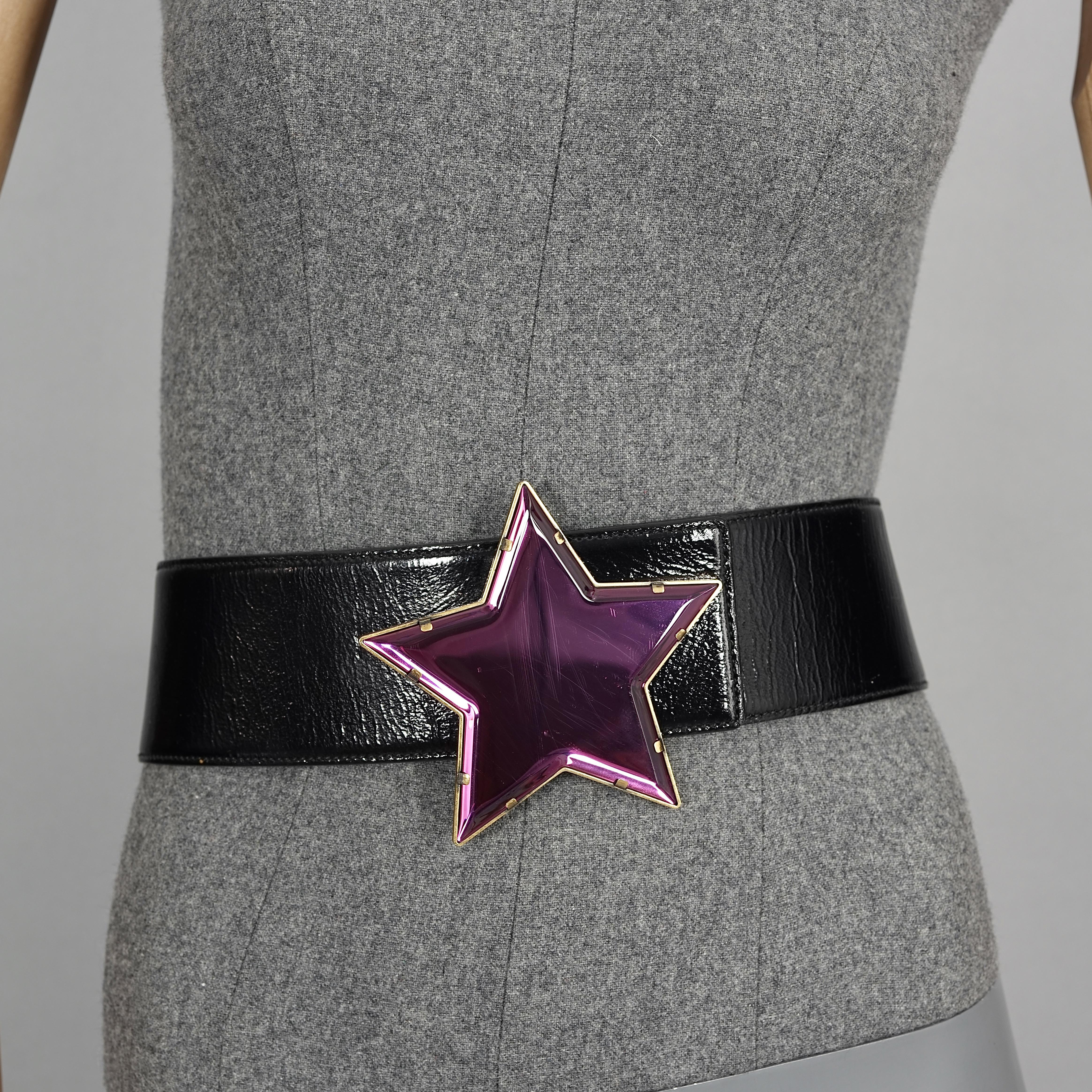 Women's Vintage Massive YVES SAINT LAURENT Ysl Star Mirror Plexiglass Buckle Belt For Sale