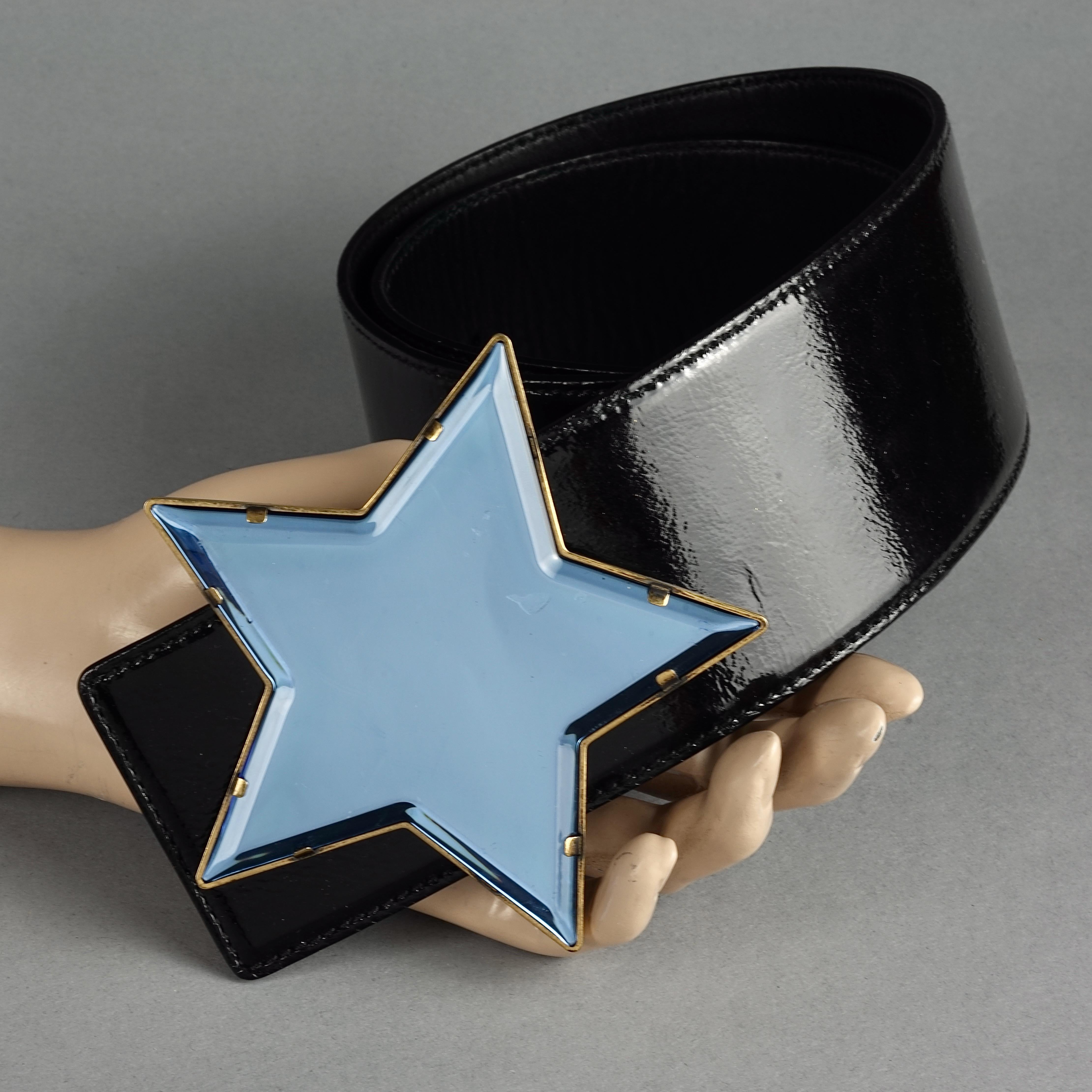 Women's Vintage Massive YVES SAINT LAURENT Ysl Star Mirror Plexiglass Buckle Belt For Sale