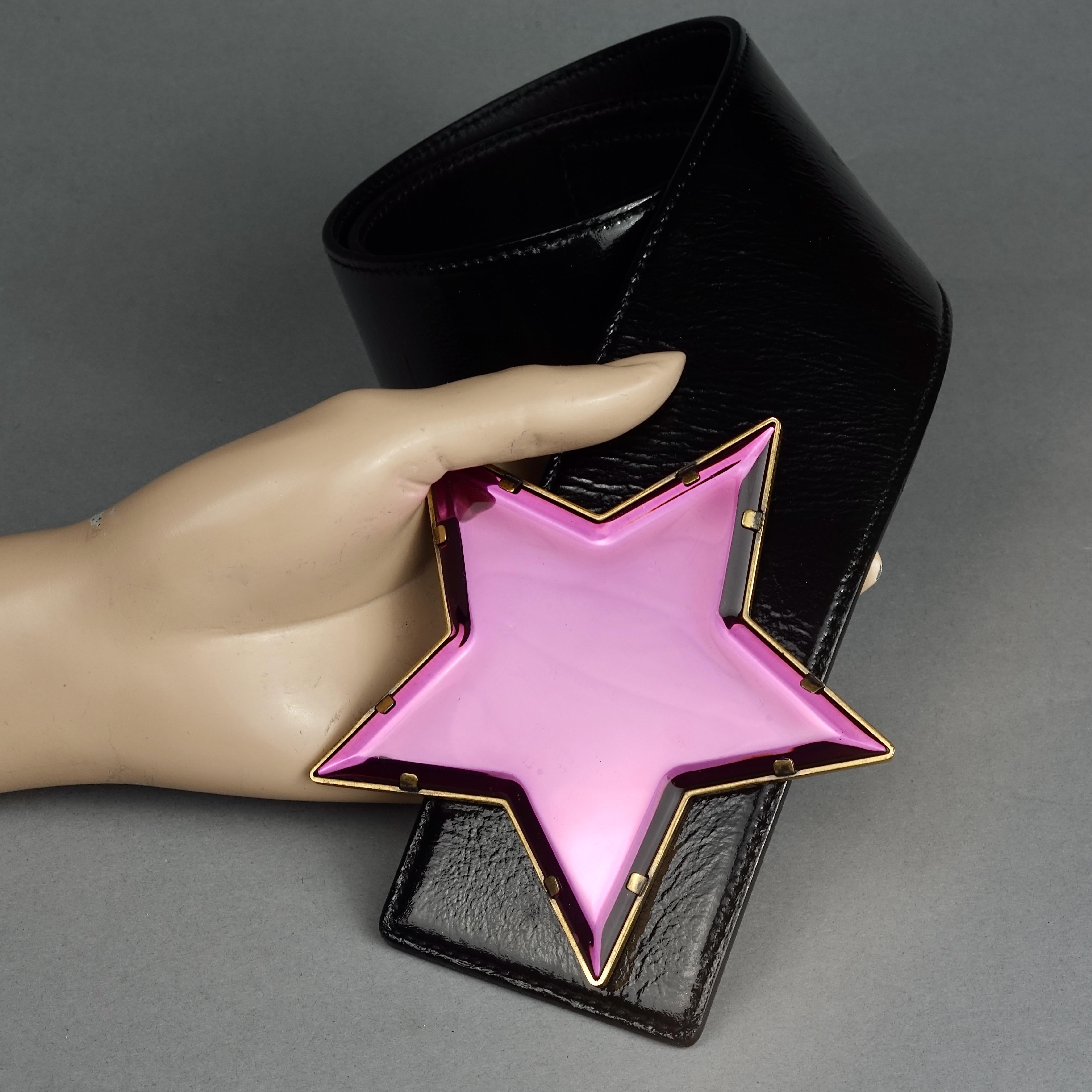 Vintage Massive YVES SAINT LAURENT Ysl Star Mirror Plexiglass Buckle Belt For Sale 1