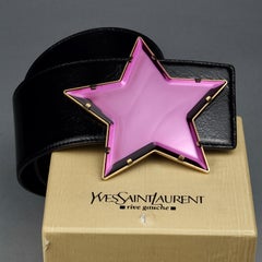 Vintage Massive YVES SAINT LAURENT Ysl Star Mirror Plexiglass Buckle Belt