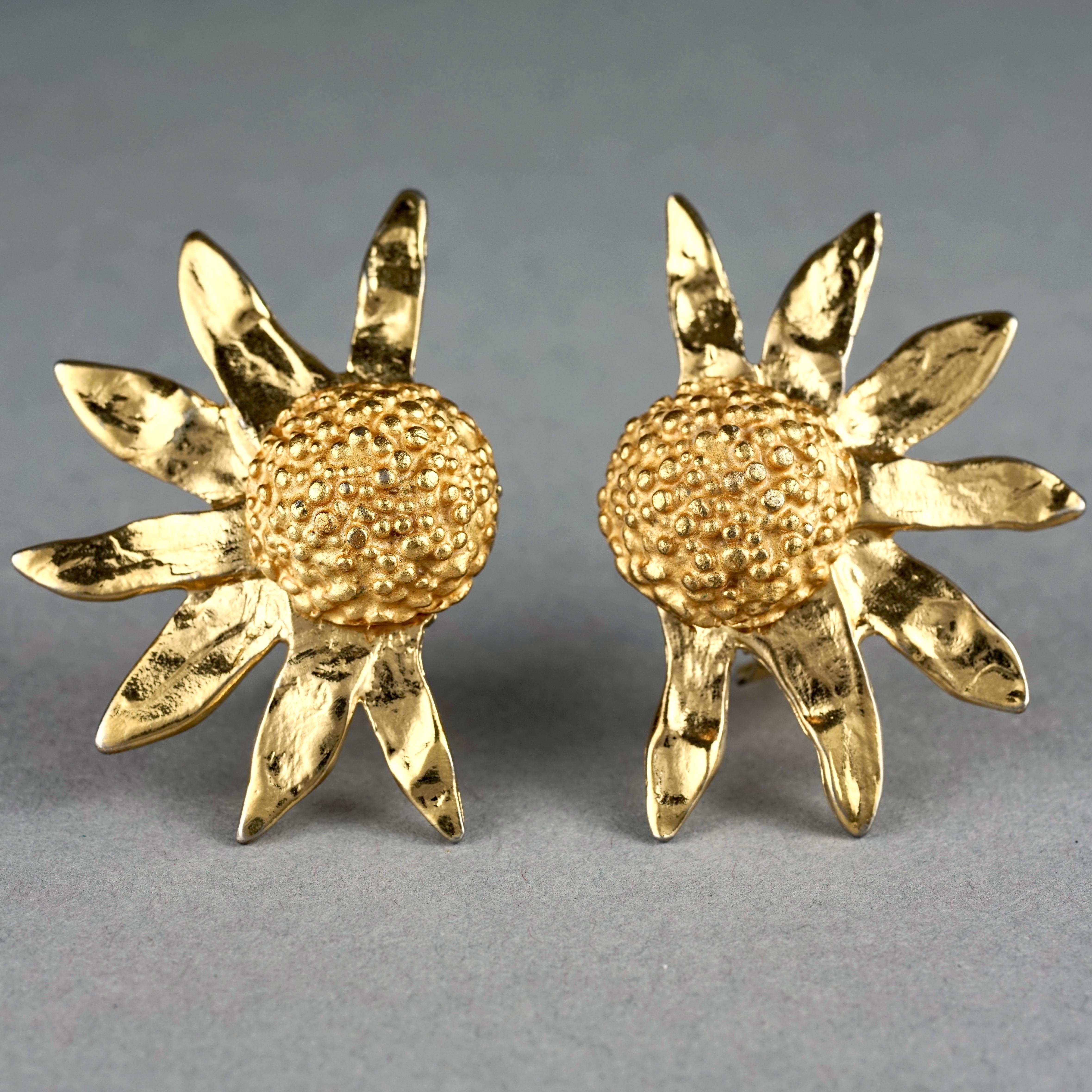 sunflower clip on earrings