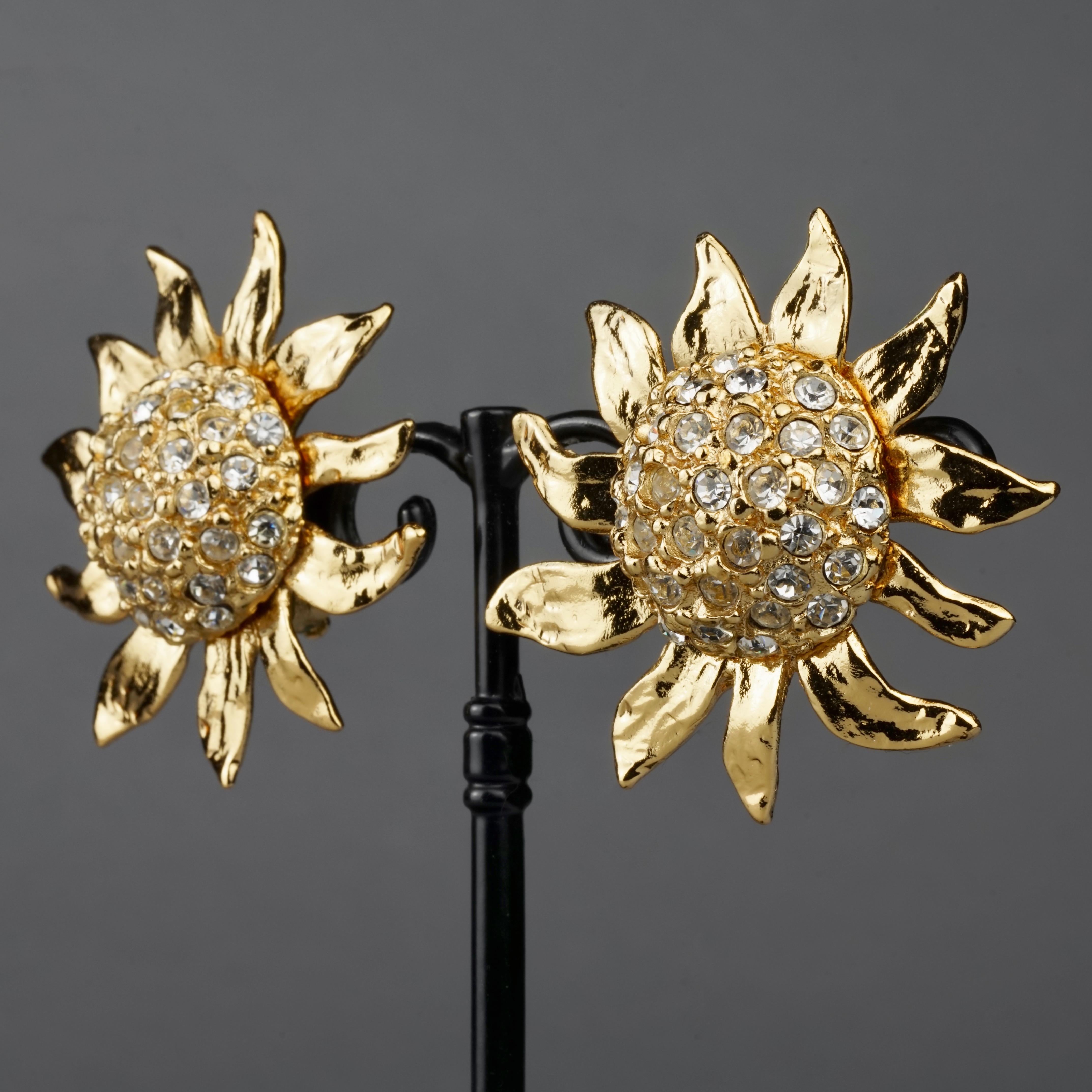 Vintage Massive YVES SAINT LAURENT Ysl Sunflower Earrings In Excellent Condition For Sale In Kingersheim, Alsace