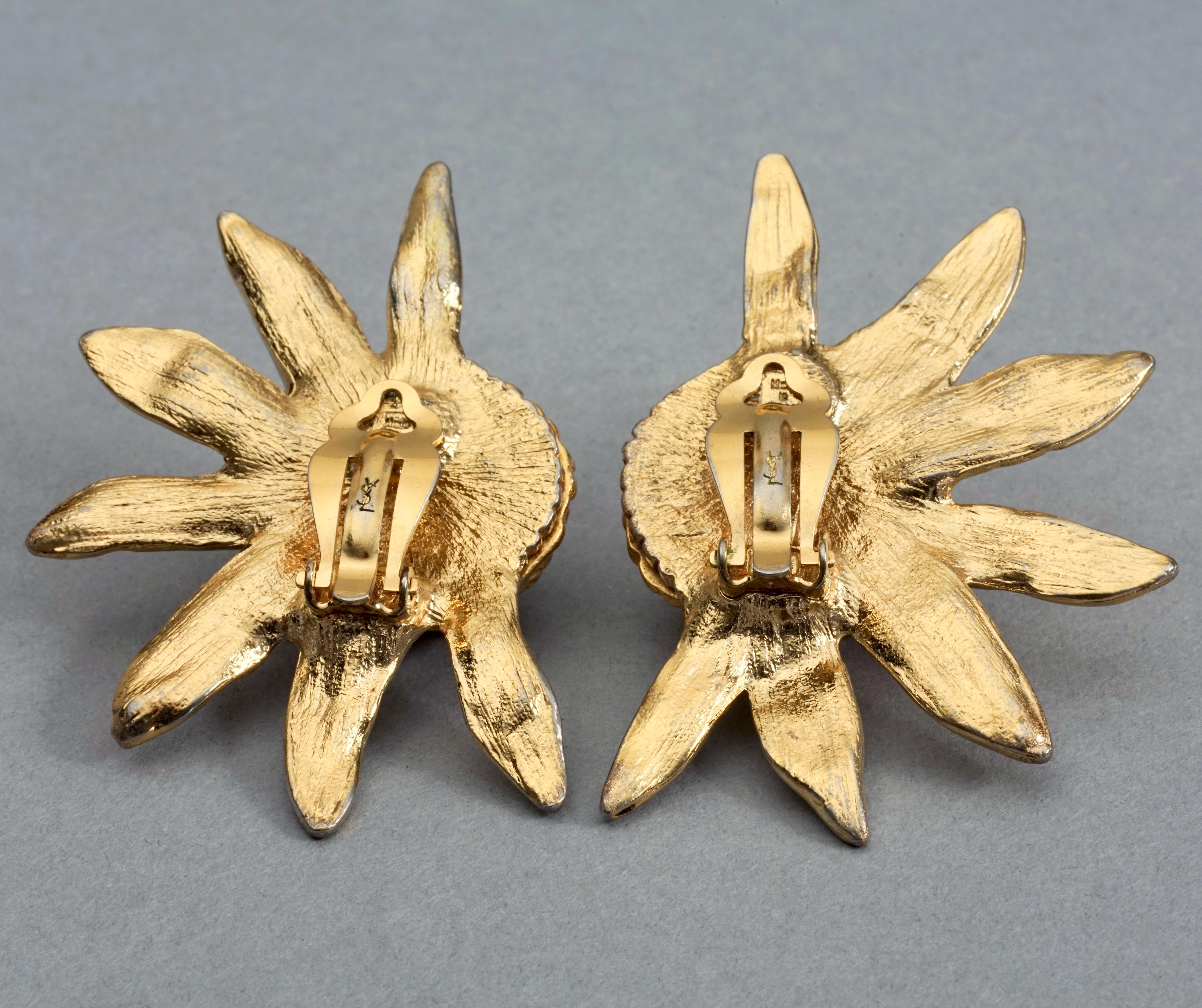 Vintage Massive YVES SAINT LAURENT Ysl Sunflower Earrings 1