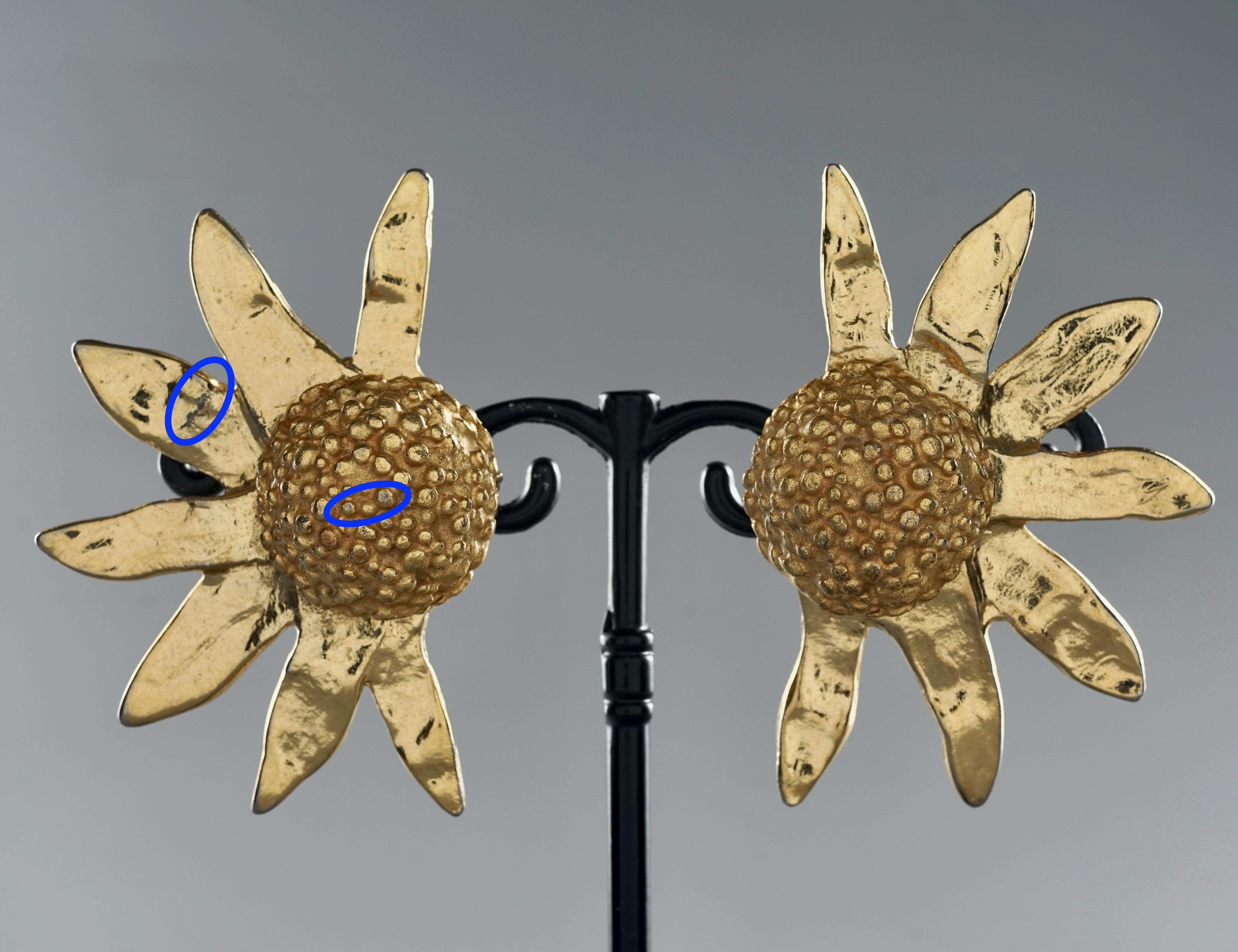 Vintage Massive YVES SAINT LAURENT Ysl Sunflower Earrings 2